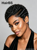 Lace front 13x4 pixie wig black finger wave