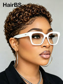 Lace front pixie wig curly wave Brown for black woman