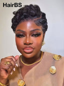 Lace front 13x4 Pixie wig black 100% Human Hair