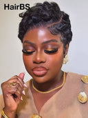 Lace front 13x4 Pixie wig black 100% Human Hair