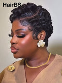 Lace front 13x4 Pixie wig black 100% Human Hair