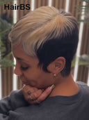 Lace front 13x4 Pixie wig white highlight