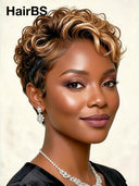 Lace front 13x4 Pixie wig honey highlight quick weave