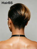 Lace front 13x4 pixie wig honey highlight side part