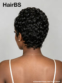 Lace front 13x4 pixie wig finger wave black