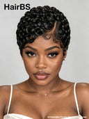 Lace front 13x4 pixie wig finger wave black