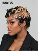 Lace front 13x4 pixie wig finger wave blonde highlight