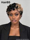 Lace front 13x4 pixie wig finger wave blonde highlight