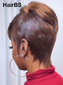 Lace front 13x4 Pixie wig straight brown for black woman 100% Human Hair
