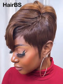 Lace front 13x4 Pixie wig straight brown for black woman 100% Human Hair