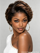 Lace front 13x4 pixie wig brown highlight wavy