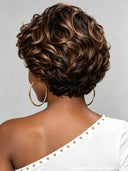 Lace front 13x4 pixie wig brown highlight wavy