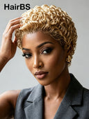 13x4 lace front 5 color pixie cut wig curly wave