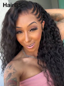 Lace front 13x6 Braided hairstyle wig Updo 30 inch curly wave 100% Human Hair 