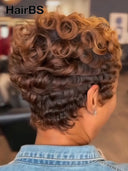 Lace front 13x6 wig Pixie wig finger wave honey 100% Human Hair