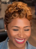 Lace front 13x6 wig Pixie wig finger wave honey 100% Human Hair