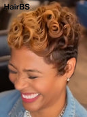 Lace front 13x6 wig Pixie wig finger wave honey 100% Human Hair