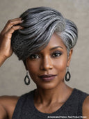 Lace closure 7x5 salt and pepper pixie cut wig side part