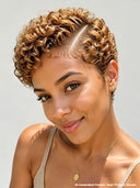 13x4 lace front side part pixie cut wig curly wave Brown