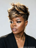 Lace front pixie cut wig honey highlight for black woman
