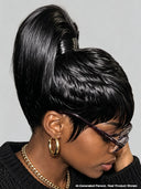 Pre-styled Lace front 13x4 wig Updo with ponytail black 