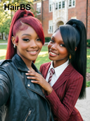 13x4 Lace Front Wig 2 color burgundy or black Pre-styled Updo straight 100% Human Hair