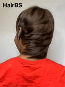Mullet pixie Wig brown straight Glueless wig machine made 100% Human Hair