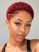 Full lace wig pixie cut afro burgundy 99J#