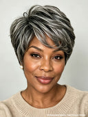 Lace closure 7x5 Pixie wig straight Salt and Pepper
