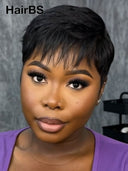 Buy 1 Get 1 Free machine made pixie wig straight 2 color 100% Human Hair 