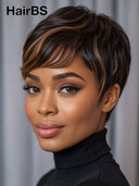 Buy 1 Get 1 Free machine made pixie wig straight 2 color 100% Human Hair 