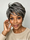 Lace closure 7x5 Pixie wig straight Salt and Pepper