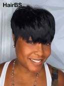 Mullet wig black quick weave machine made 100% Human Hair