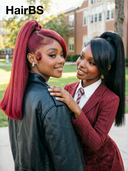 13x4 Lace Front Wig 2 color burgundy or black Pre-styled Updo straight 100% Human Hair