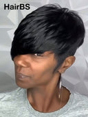 Easy to go machine made black pixie cut wig 100% Human Hair