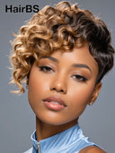 Lace front Pixie cut Wig side part for black woman 100% Human Hair