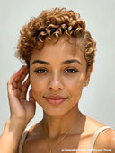 13x4 lace front side part pixie cut wig curly wave Brown