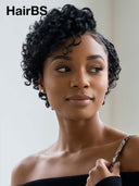 13x4 lace front wig curly wave pixie curly wave side part with braided style 100% Human Hair