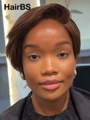 13x4 lace front Wig brown straight pixie cut wig lace pre cut 100% Human Hair