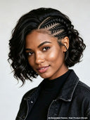 Lace front 13x6 Braided hairstyle wig bob curly wave