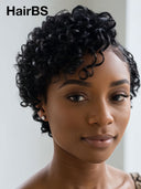 13x4 lace front wig curly wave pixie curly wave side part with braided style 100% Human Hair