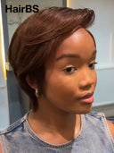 13x4 lace front Wig brown straight pixie cut wig lace pre cut 100% Human Hair