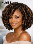 13x4 lace front Wig bob curly wave honey highlight 100% Human Hair