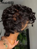 Great Deal Buy 1 Get 1 Free machine made pixie wig straight et finger wave 100% Human Hair