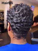 Ready to go Machine Made finger wave pixie wig chioma brown highlight 100% Human Hair
