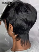 Easy to go machine made black pixie cut wig 100% Human Hair