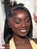 Pre-styled Updo style 13x4 Lace Front Wig bob 12 inch 100% Human Hair