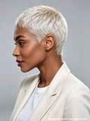 Full lace wig pixie cut silver 100% Human Hair
