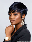 Machine made Pixie wig blue straight