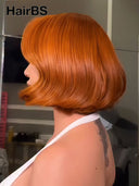 13x4 lace front Wig straight bob orange 8 inch 100% Human Hair
